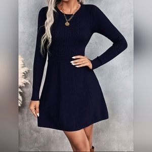 Cable Knit Seam Detail Sweater Dress